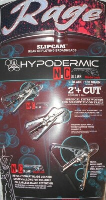 @NEW@ Rage Hypodermic NC No Collar Expandable Broadheads! 100 grain #38100