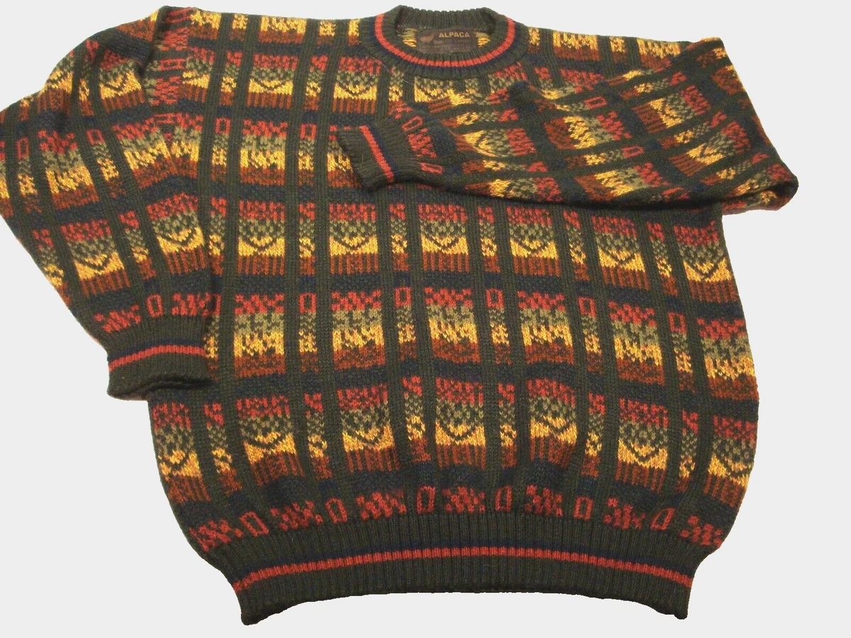 Alpaca Quality Export 100 Alpaca Crew Neck Sweater Green Check