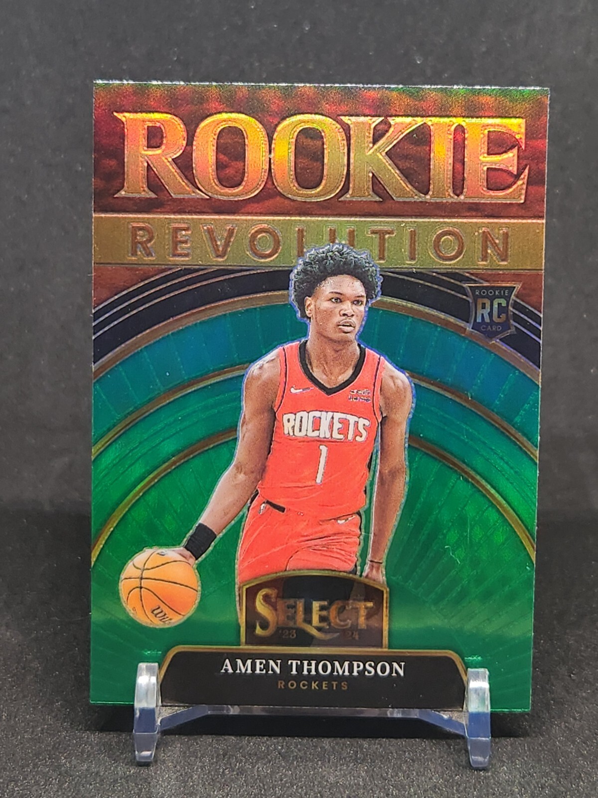 2023-24 Panini Select - #14 Amen Thompson RC - Rookie Revolution - Green Prizm