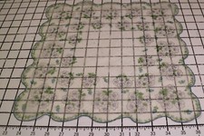 VGT Blue Scallops Semi Sheer Hankie Floral Flowers Handkerchief 13.5"