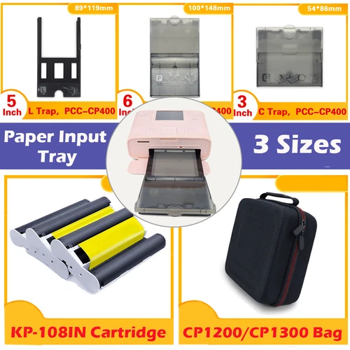 KP-108IN Ink Cartridge 4x6 Inch / Photo Paper Tray / Bag for Canon Selphy CP1300