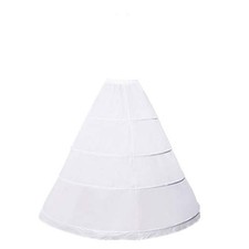 ZLQQ Women's 4-Hoop A-Line Floor Length Crinoline Petticoat,White,One Size