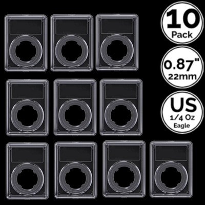 10 Pack 22 mm Ring Slab Coin Snap Holder For US 1/4 Oz Gold Eagle Buffalo Dollar