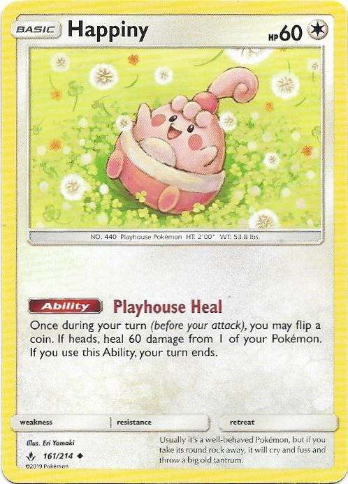 Happiny 161/214 Uncommon Unbroken Bonds Pokemon Near Mint