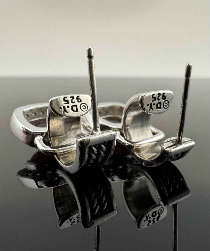 David Yurman 7mm Albion Drop Earrings Morganite & Diamonds - Image 3 of 4