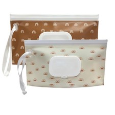 Baby Wipe Holder,Wipe Dispenser,2-Pack Portable Refillable Wipe Container,Reu...