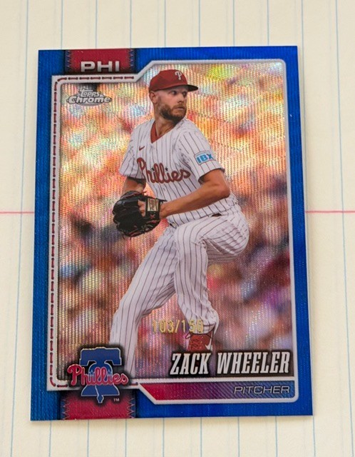 2026 Topps Chrome Zack Wheeler Blue Wave /150 Philadelphia Phillies #290