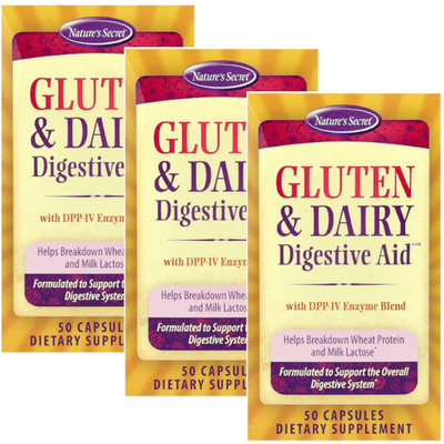 Nature s Secret Gluten & Dairy Digestive Aid 50 Capsules Each (Pack of 3)