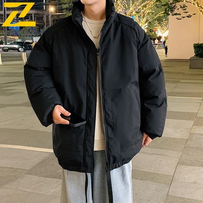 2025 New Men's Winter Jacket Trendy Harajuku Solid Color Thick Warm Down Cotton