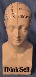 Vintage 11" Phrenology Bust / Head Statue, Chalkware (?), Scientific Psychology