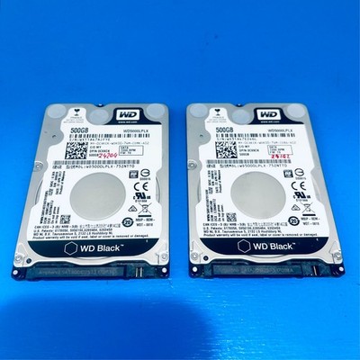 [LOT of 2] Western Digital WD 500GB SATA III 2.5-inch Black WD5000LPLX HDD