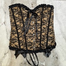 Unbranded Black Lace Beige Corset Bustier Size XL Gothic Victorian