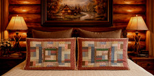 Two quilted patchwork pillow shams, 20" 26"
