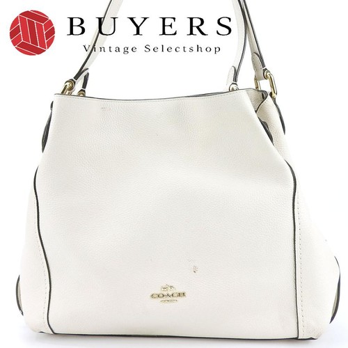 Used Coach Shoulder Bag 57125 Leather Off-White Gold Hardware Ladies Women