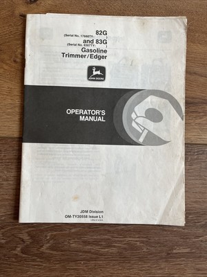 John Deere Manual Gasoline Trimmer Edger 82G 83G Serial 17660TY 838TY