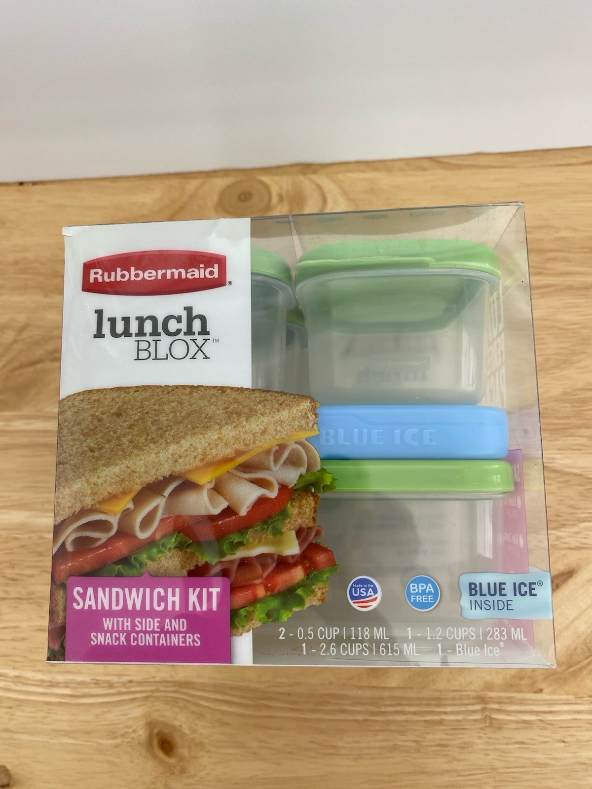 Rubbermaid Lunch BLOX Sandwich Kit w/Blue Ice Made in USA (N