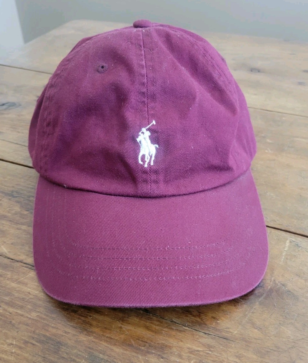 Cappello berretto Polo Ralph Lauren marrone cinturino regolabile schiena papà piccolo bianco logo pony