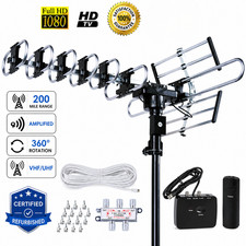 Five Star Outdoor TV Antenna 200 Mile Range 360 Rotation Amplified For 5 TVs