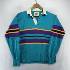 Vintage Dehen Rugby Shirt Men's Medium Blue Purple Colorblock Made in USA 90s
