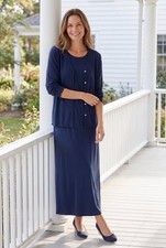 Woman Within Plus Size Lettuce Trim Knit Jacket Dress