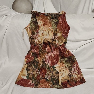 Fashion Nova Floral Sleeveless Short A-Line Dress Scoop Neck Zip Size S
