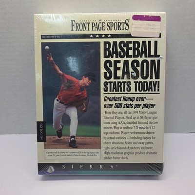 Front Page Sports Baseball '94 (1994) MS-DOS 5.0 + CD Rom Disk IBM NOS 