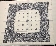 Vintage White Bandana Paisley 100 Cotton RN13960 Western Hanky Square USA