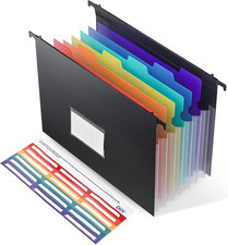 Expanding Hanging File Folders, Plastic Filing Cabinet Folders 7 Pockets 1.2" Ac