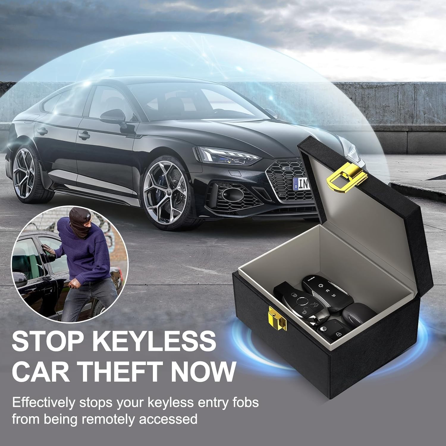 Faraday Box with Faraday Bags for Car Keys, Car Key Signal Blocking Box, Keyl...