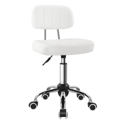Swivel Stool, Square, White, with Castors, for Work, Spa, Shop, Massage...