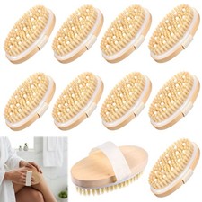 10 Pcs Dry Brushing Body Brush, Natural Bristle Body Brush with Massage Nodes...