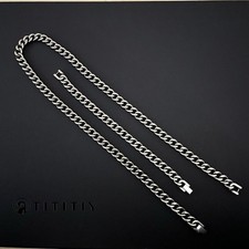 New Pure Titanium Necklace Bracelet Cuban Chain 9.5mm Wide Anti Allergy Neutral