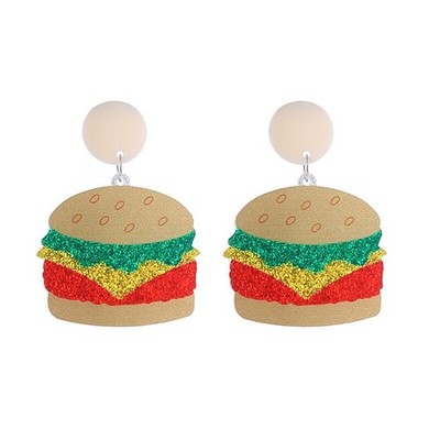 Lustige Essen Ohrringe für Frauen Acryl Pommes Kuchen Hamburger Ohrhänger