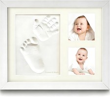 New Baby Hand  Footprint Kit - 2-in-1 Clay Keepsake Frame with Dual Picture ...