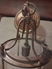BRASS PENDANT HANGING LIGHT FIXTURE with FROSTED ETCHED CYLINDER SHADE VINTAGE — photo 3