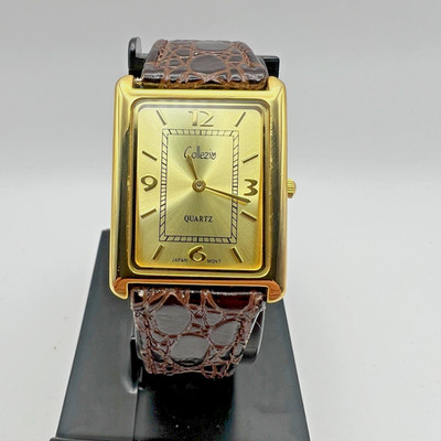 Collezio ''Slim'' Goldtone Unisex Quartz Tank Watch 26mm 