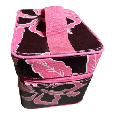 Vintage Roxy Train Case Luggage Makeup Bag Travel Hibiscus