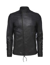 Mens Premium Black Lambskin Leather Motorcycle Jacket Modern Slim Fit Racer Coat