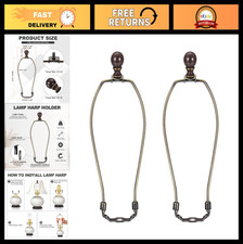 2 Set Heavy Duty 8" Lamp Shade Harp Holder, Metal Finial Brackets for Table/Floo