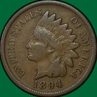1894 Indian Head Cent Fine F Coin #38589