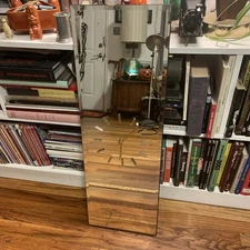 Mid Century Post Modern Wall Clock Mirror Beveled Glass Hollywood Regency 36X12