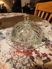 Vintage Clear Glass Anchor Hocking Prescut Round Covered Butter Dish