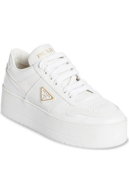 Prada Downtown Leather Platform Sneakers US 7 /37 EU Bianco-Orig. $1170