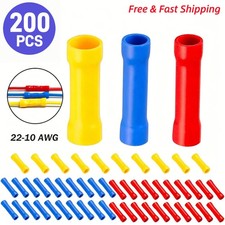 200PCS Insulated Crimp Splice Terminals Straight Electrical Wire Butt Connectors