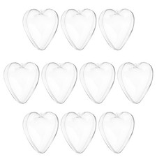 10pcs Clear Fillable Heart Ornament 3.9 Inch Hanging Plastic Balls