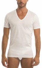 3 Pezzi Maglia Uomo Mezza Manica Scollo a V Garda 036 in Cotone Filo di Scozia