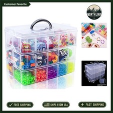 Versatile 3-Tier Craft Storage Container with 30 Compartments - Clear  Portable