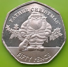 XSMAS 2019 50p moneta Gibraltar Ojciec Boże Narodzenie i jego pies Pięćdziesiąt pensów Uncircula