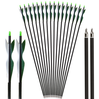 12Pcs Archery 31'' Arrows Carbon Arrow Spine 500 Turkey Feather Fletched Hunting