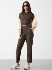 ATHLETA Brooklyn Mid Rise Ankle Pant 4 Tall  Truffle Brown 198671 NEW